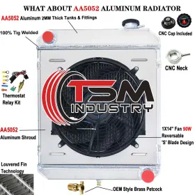 6066 Tsmindustry 4 Row Radiator Shroud Fan For 1960-1966 Chevrolet Truck C/k Series Suburban I6