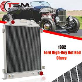 Tsmindustry Dpi3132 Upgrade 4 Rows Aluminum Radiator For 1930 1931 Ford Model A/b Chevy V8 Engine