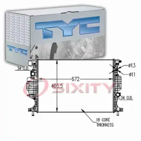 Sx-4280 Tyc Radiator For 2013-2020 Ford Fusion 1.5l 1.6l 2.0l 2.5l L4 Cooler Cooling Fd