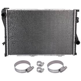 Valuezone-autoparts 12775199 1 Radiator For 97-98 Bmw 528i 540i 740i 850ci With Universal Oil Hose Clamps Kit