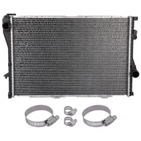 12775199 Valuezone-autoparts 1 Radiator For 97-98 Bmw 528i 540i 740i 850ci With Universal Oil Hose Clamps Kit