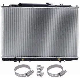 12775298 Valuezone-autoparts 1 Radiator For 01-02 Acura Mdx 2003-04 Honda Pilot With Universal Oil Hose Clamps