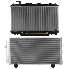 12689614 Wellstorehere For Toyota Rav4 2001 2002-2005 Aluminum Radiator And Ac Condenser Cooling Kit