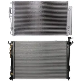 12708104 Wellstorehere For 2010 2011-2012 Hyundai Santa Fe Aluminum Radiator And Ac Condenser Cooling Kit