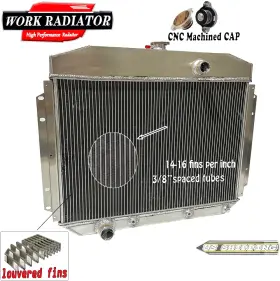 Radiator-853 Work Aluminum Radiator Fit 1961-1964 Ford F100 F250 F350 Pickup Truck V8 L6 2 Row