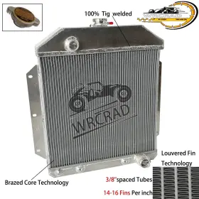 2-rows Wrcrad 1949 V8 Radiator For 1950 1951 1952 1953 Ford Cars Chevy Engine Aluminum