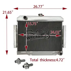 Wrcrad 1970-1985 Cj5/cj6/cj7 Aluminum Radiator For 1984 83 Jeep Cj Series Chevy Swap 5.0l V8 At/mt