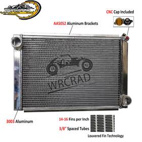 Wrcrad 209637 24 Inch X 16 Radiator For Ultra Light Drag Race Low Profile Nhra Nmra Full Aluminum