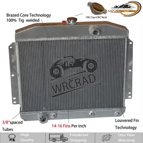 2-rows Wrcrad 4951 Aluminum Radiator Fit 1949 1950 1951 Mercury Car With Ford Configuration V8