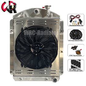Wrcrad Radiator-939 For 1941-1946 Chevy Truck Pickup Small Block V8 Engine Radiator Shroud Fan Relay