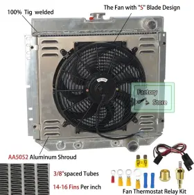Sbr340 Wrcrad Radiator And Shroud Fan For 1964-1970 65 Ford Mustang Torino Mercury Cougar Xr7 V8