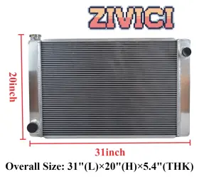 Un26fd Zivici Aluminum Universal Radiator 3 Row Overall Size 31 Inch L 20 H 5.4 Thk