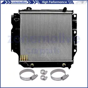 13521629 Zonemotive Radiator With Universal Oil Hose Clamps Kit For 2006 Jeep Tj 87-06 Wrangler