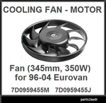 Mtc Cooling Fan Electric Motor With Blade Radiator For Vw Eurovan New. Price: $139.00.