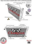 Western Champion 3 Row All Aluminum Radiator For 1982 - 1992 Chevrolet Camaro New. Price: $302.50.