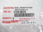 Genuine Oem Toyota 53299-0E010 Driver Lh Radiator Air Deflector 14-19 Highlander New. Price: $41.67.