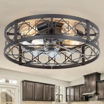 Ceiling Fan 20 Bladeless Caged Remote Flush Mount Matte Black Zyd Lights New. Price: $179.99.